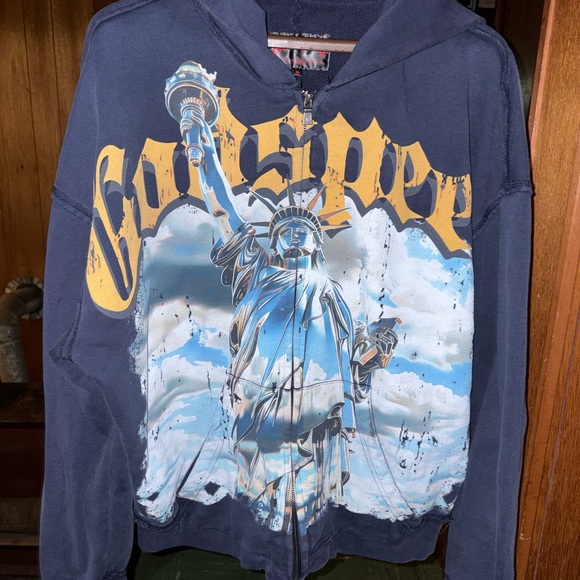 GODSPEED CHROME LIBERTY ZIP UP HOODIE NAVY
